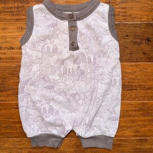 Finn + Emma tank tank sleeveless romper, 6-9 mths, purple and gray